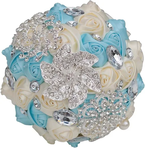 Miniatura 10 de Ramo de broche para novia pequeña, ramo de boda, ramo de rosas de satén para niña, hecho a medida, ramo floral de boda, arreglo de centro de mesa