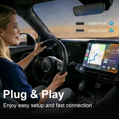 Miniatura 3 de Adaptador CarPlay inalámbrico 2 en 1 para Apple iPhone y Android Auto – CarPlay con cable a dispositivo inalámbrico, en forma de T para auto USB