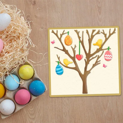 Miniatura 4 de Estivaux Huevos de Pascua troquelados de árbol para hacer tarjetas, conejito de Pascua, conejos de corte, juegos de troqueles de árbol, pájaros