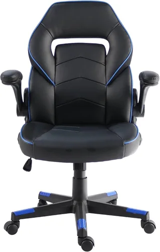 Miniatura 3 de NuSparc SpawnSafe - Silla para videojuegos, altura ajustable, reposabrazos abatibles, giro de 360°, negro/azul