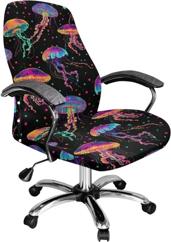 Miniatura 17 de Funda para silla de oficina de mármol morado, lavable, funda para silla de escritorio, fundas para silla de computadora para silla giratoria, silla