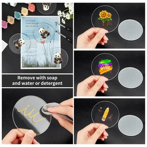 Miniatura 6 de NBEADS 20 hojas de acrílico transparente, círculos acrílicos redondos de 3.0 x 0.2 in, hojas de acrílico en blanco, paneles acrílicos para proyectos