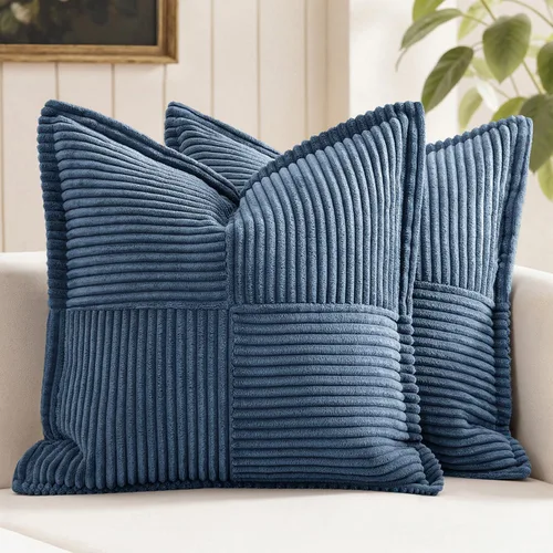 MIULEE - Juego de 2 fundas de almohada decorativas para sofá, cama, sala de estar, 18 x 18 pulgadas, azul bohemio, acentos de estilo bohemio,