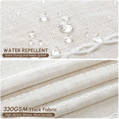 Miniatura 5 de WELTRXE Cortina de ducha bohemia, moderna cortina de ducha con borlas, decoración rústica de baño, tela resistente repelente al agua con gancho