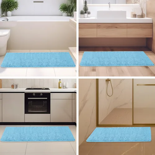 Miniatura 196 de Alfombra de baño pequeña de 12 x 18 pulgadas, lavable y absorbente, antideslizante, alfombra de baño de felpilla gruesa y suave para baño, ducha