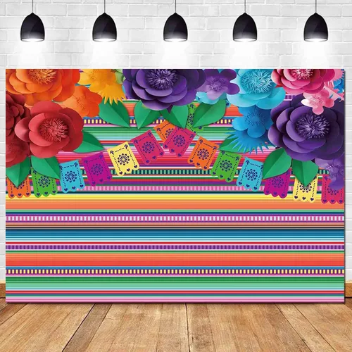 HQM Tela de fondo de fotos de flores de papel para fiesta mexicana, diseño de flores de color para fiesta de cinco de mayo, decoración de boda,