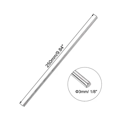 Miniatura 2 de uxcell Varilla redonda sólida de acero inoxidable 304 de 0.118 in x 9.843 in para manualidades de bricolaje - 5 piezas