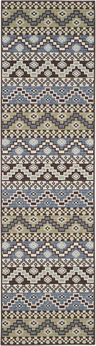 Miniatura 2 de SAFAVIEH Alfombra lavable para exteriores, colección Veranda – Alfombra de pasillo de 2.3 x 6 pies, color azul y crema, no desprende pelusa y fácil