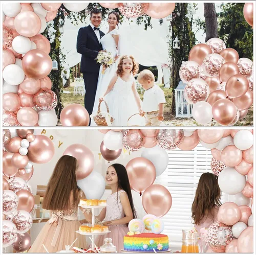 Miniatura 7 de Kit de arco de globos de oro rosa, globos de oro rosa, kit de guirnalda de globos de oro rosa, decoraciones de fiesta de oro rosa, decoraciones