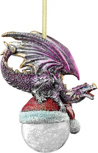Miniatura 21 de Design Toscano - Juego de adornos de 3 dragones de Amesbury montados en piedras preciosas, color plateado, Navidad