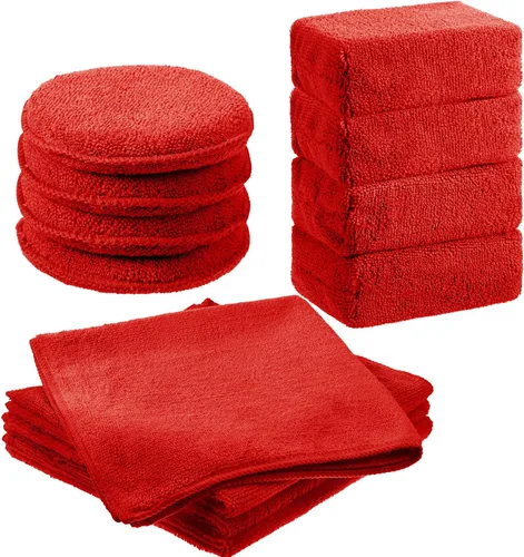 Miniatura 9 de Tallew Paquete de 12 almohadillas aplicadoras de microfibra para automóvil, incluye aplicador de microfibra de cera redonda, toalla de secado