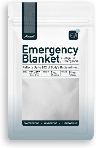 Altland Manta de emergencia: manta reflectante de calor para kits de supervivencia de invierno, preparación para desastres, campamento de clima frío