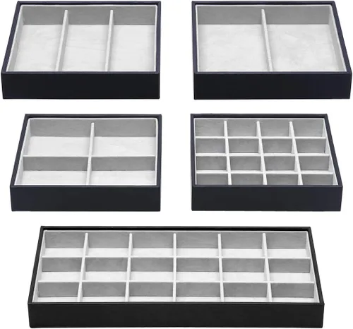 Miniatura 15 de Bandejas mágicas apilables para joyas, organizador de cajones de armario para accesorios, gadgets y cosméticos, caja de almacenamiento