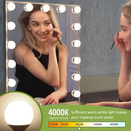 Miniatura 4 de Paquete de 8 bombillas LED para baño, luz nocturna blanca natural de 4000K, luces para espejo de maquillaje no regulables para dormitorio, base