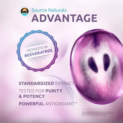Miniatura 6 de Source Naturals Resveratrol 200 mg para el Corazón y el Envejecimiento Saludable - 30 Cápsulas Vegetarianas