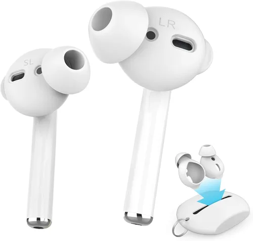Miniatura 9 de AhaStyle 4 pares de almohadillas de silicona para auriculares AirPods compatibles con Apple AirPods (2 pares grandes y 2 pares pequeños, negro)