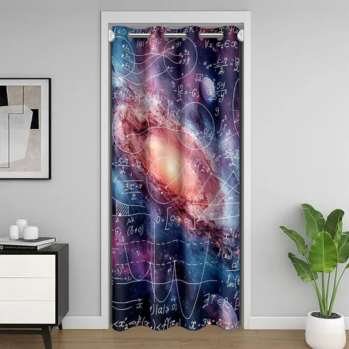 Miniatura 10 de Feelyou Cortina de puerta con ecuación matemática, privacidad, 1 panel, 34 x 80 pulgadas, espacio exterior, galaxia, 30% a 50% opaco, aislamiento