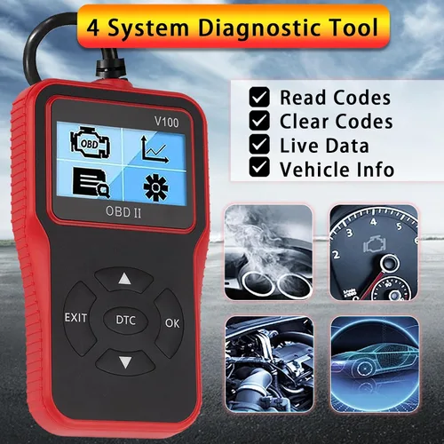 Miniatura 7 de Herramienta de diagnóstico de diagnóstico V100 OBD2, lector de código, herramienta de diagnóstico de luz del motor, probador de voltaje de batería