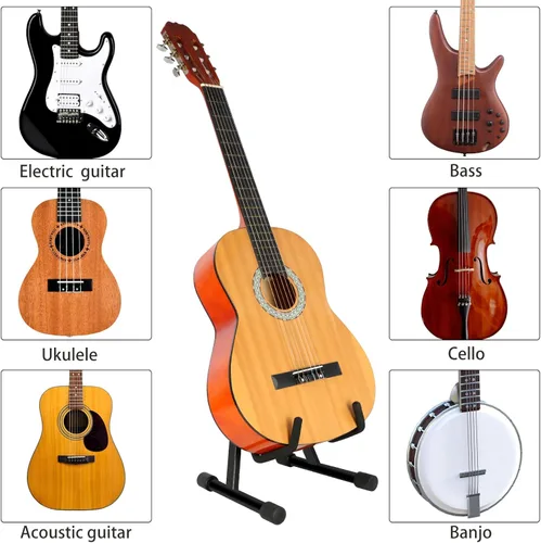 Miniatura 2 de EASTROCK Soporte de guitarra profesional portátil negro trípode ajustable con marco A para guitarra acústica, múltiples guitarras para guitarra