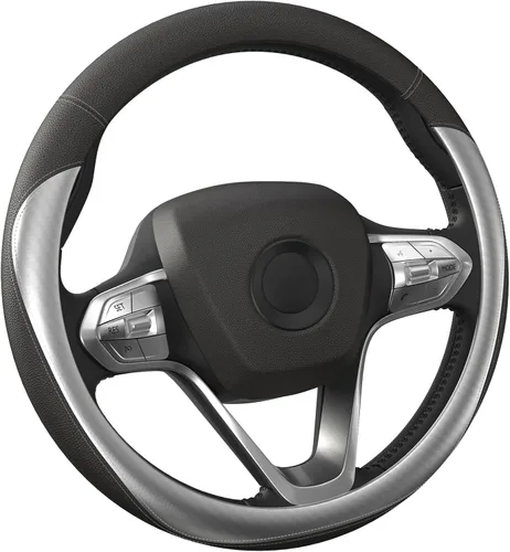 Miniatura 9 de HOTOR Funda para volante de automóvil, accesorio universal para diversos automóviles, funda de cuero con forro antideslizante, para volante con un