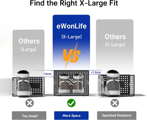 Miniatura 2 de eWonLife Caja Organizadora de Zapatos Grande con Puerta Magnética, Juego de 12 Contenedores Apilables de Plástico Transparente para Zapatos, Conecta