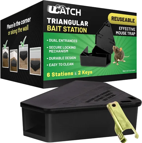 Estaciones de cebo para ratones LockBait Pro | Paquete de 6 cajas de cebo para ratones para uso en exteriores | Estaciones de cebo para ratones con