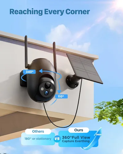 Miniatura 6 de Cámaras de Seguridad Inalámbricas Solares al Aire Libre de 2K: Cámara WiFi para Sistema de Seguridad del Hogar - Cámara con Batería IP66 Resistente
