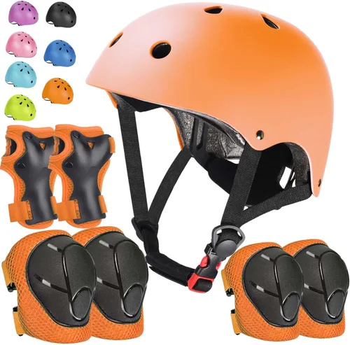 Miniatura 11 de Set de Casco de Bicicleta para Niños, Casco Ajustable para Niños de 3 a 15 Años, para Niños Pequeños, Niños y Niñas, para Varios Deportes, Negro