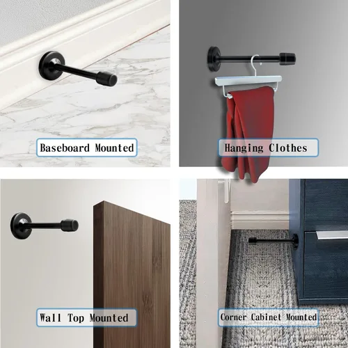 Miniatura 6 de Topes de puerta de 5 pulgadas de largo, topes de puerta de acero inoxidable resistentes para montaje en pared con punta de goma que amortigua
