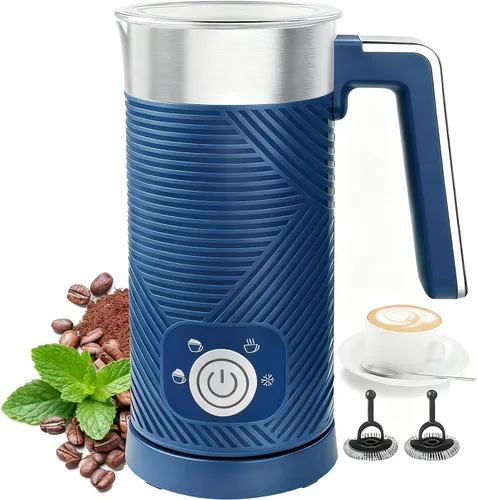 Miniatura 8 de Espumador de leche eléctrico y vaporizador, vaporizador de leche 4 en 1 con diseño de elementos de madera, máquina automática de espuma fría