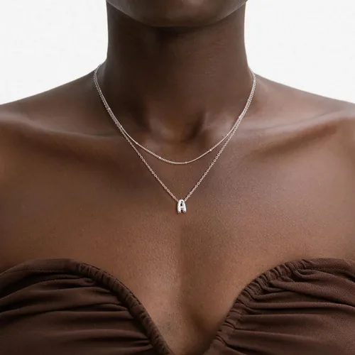Miniatura 3 de Collar de letras doradas y plateadas, con inicial en capas para mujer, pequeños collares con dije, gargantilla delicada, collar lindo apilable