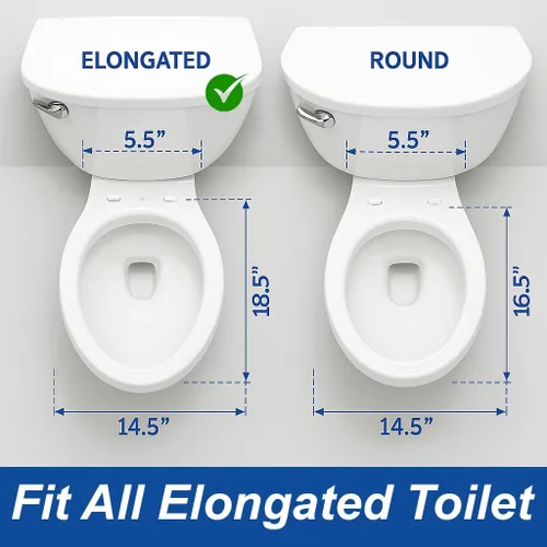 Miniatura 7 de Asiento de inodoro alargado con tapa de cierre suave, fácil de instalar, plástico, blanco, adecuado para inodoros alargados u ovalados