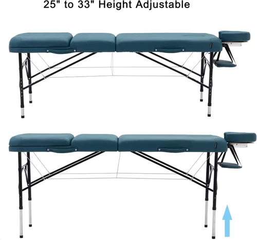 Miniatura 6 de Mesa de masaje plegable portátil ligera de 28 pulgadas de ancho, 3 pulgadas, para salón facial, spa, cama de tatuaje con patas de aluminio