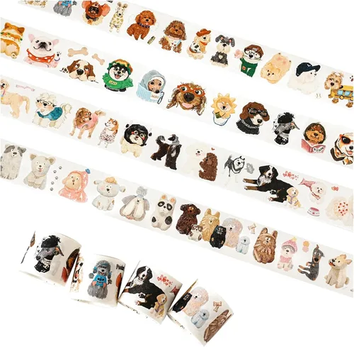 Miniatura 10 de WT Chonky Cat Washi - Juego de calcomanías de cinta Washi, 4 rollos, diseños originales, calcomanía decorativa de acuarela de lindo gato, calcomanía