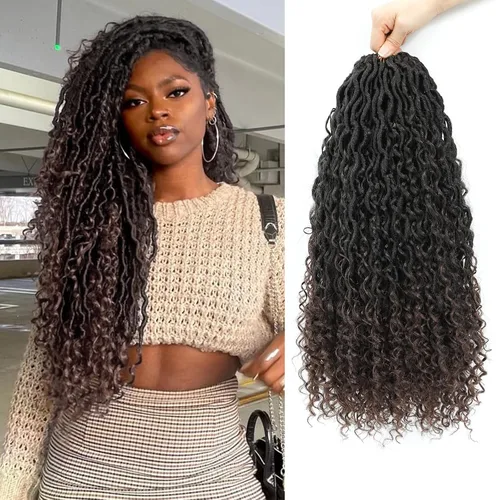 Miniatura 49 de Alicoco Goddess Locs Cabello de Ganchillo 12 Pulgadas 8 Paquetes Rastas Sintéticas de Ganchillo Para Mujeres Rastas Suaves Boho Pre-enrolladas River