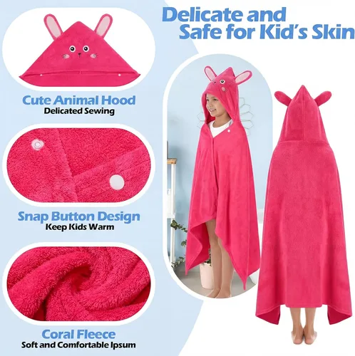 Miniatura 3 de Moukeren Toalla con capucha de 3 piezas para niños de 27.5 x 50 pulgadas, tamaño grande, toalla de baño absorbente para niños de 3 a 10 años