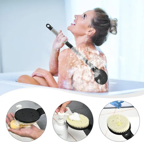 Miniatura 5 de Depurador de espalda antideslizante para ducha, cepillo de baño desmontable de 21.7 pulgadas para ducha, exfoliante de espalda, exfoliación y salud