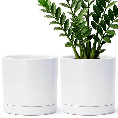 Miniatura 42 de D'vine Dev - Juego de 2 macetas de plantas de 3.5 pulgadas, maceta de cerámica para plantas con agujero de drenaje y platillo, negra, 94-V-A-2