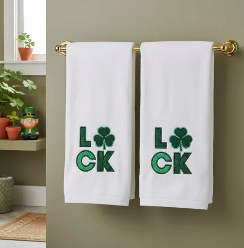 Miniatura 6 de Serafina Home Toallas de mano de baño irlandesas del día de San Patricio: suave y absorbente para invitados de cocina con bordado de trébol verde