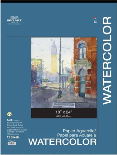 Miniatura 9 de Pro Art Bloc de acuarela de 12 x 16 AF 140 libras, 15 unidades, papel de acuarela, cuaderno de bocetos, papel de color de agua, bloc de papel