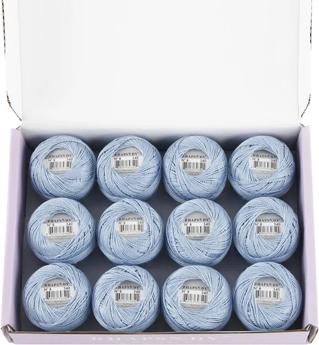 Miniatura 55 de Rhapsody Hilo de algodón perla tamaño 8 hilo de ganchillo Perle 12 bolas Set tejido a mano, bordado, sashiko, punto de cruz, costura, costura, Col. 5
