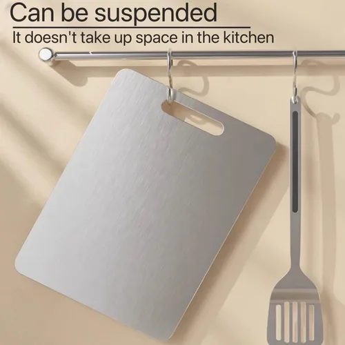 Miniatura 7 de Tabla de cortar de acero inoxidable de alta calidad para cocina, apta para lavavajillas, tabla de cortar con revestimiento de titanio para carne