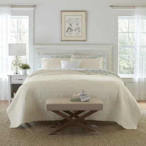 Miniatura 6 de Laura Ashley - Paquete de ropa de cama Twin, edredón reversible con funda a juego y juego de sábanas de percal de algodón, bolsillo profundo