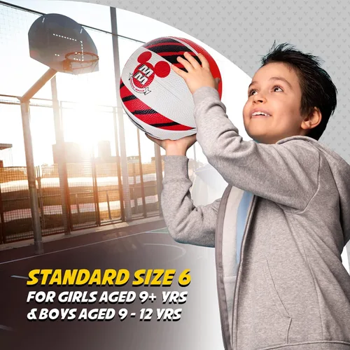 Miniatura 5 de Disney Mickey Mouse Baloncesto tamaño 6, juego para interiores y exteriores, pelota deportiva juvenil para niños y niñas