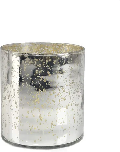 Miniatura 11 de Serene Spaces Living Jarrón cilíndrico de plata antigua, acabado de vidrio de mercurio hecho a mano de estilo vintage para bodas, fiestas, eventos
