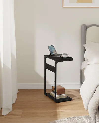 Miniatura 6 de Mesa con pedestal de madera para comer en el sofá, mesas deslizantes debajo de la mesa, mesa auxiliar pequeña para sofá, mesita de noche, bandeja