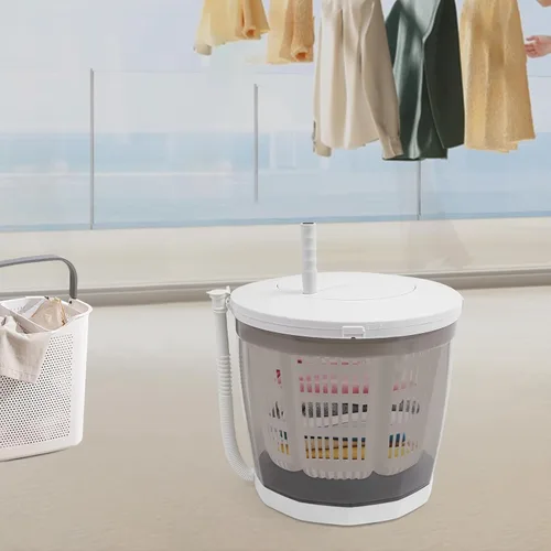 Miniatura 3 de Lavadora no eléctrica 2 en 1, lavadora portátil de manivela manual de ropa no eléctrica para caravanas, camping, apartamentos y dormitorios, gris