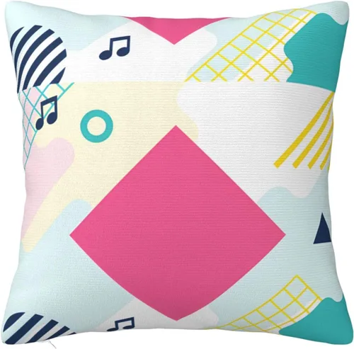 Miniatura 5 de Retro Musical Notes. Geometric Shapes Pillow Covers20 X20 Super Soft Plush Pillowcases for Home Decor