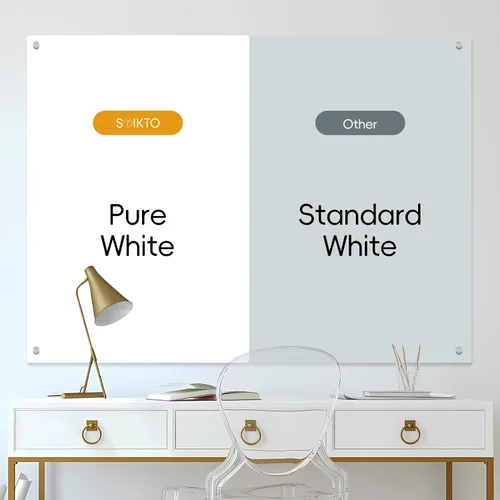 Miniatura 2 de Pizarra blanca de cristal – Pizarra de cristal de borrado en seco de 36 x 24 pulgadas, pizarra magnética blanca pura para escritura, pizarras