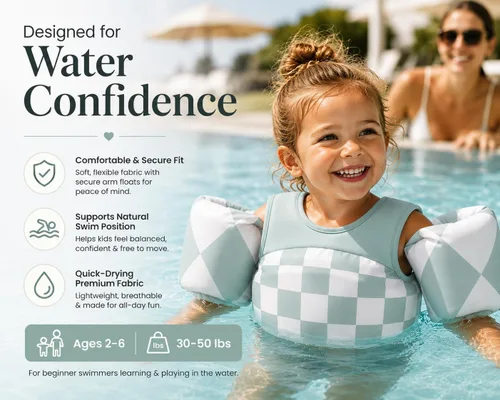 Miniatura 5 de KIDSco Swim Vest for Kids 30-50 lbs. A Puddle Jumper Swimming Float Aid with Shoulder Straps and Arm Water Wings. for Boys and Girls Aged 2-6